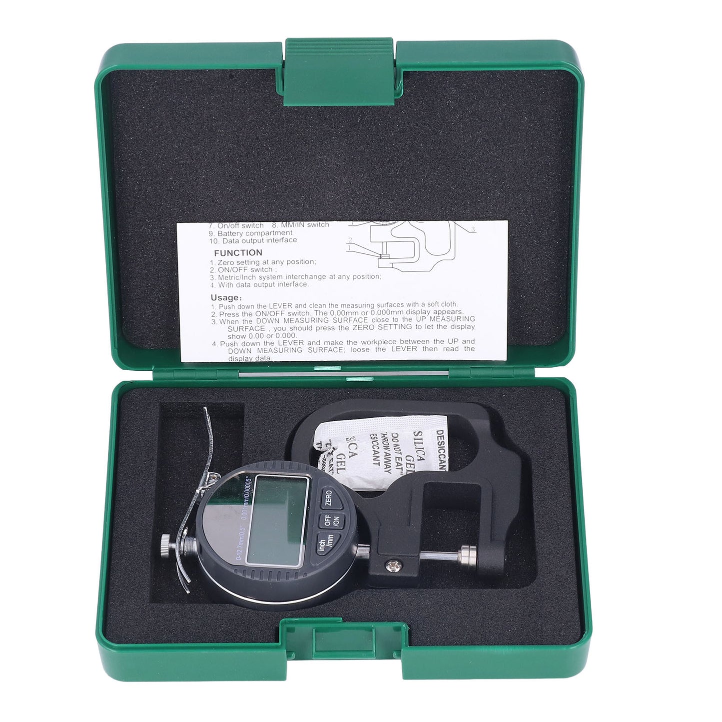 Thickness Gauge LCD Digital Display Micrometer Meter Accurate Measuring Tool for Paper Film 0‑12.7mm