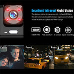 Dash Cam Car HD 1080P Front Rear Inside Dual Lens Video Recorder Camera G-Sensor