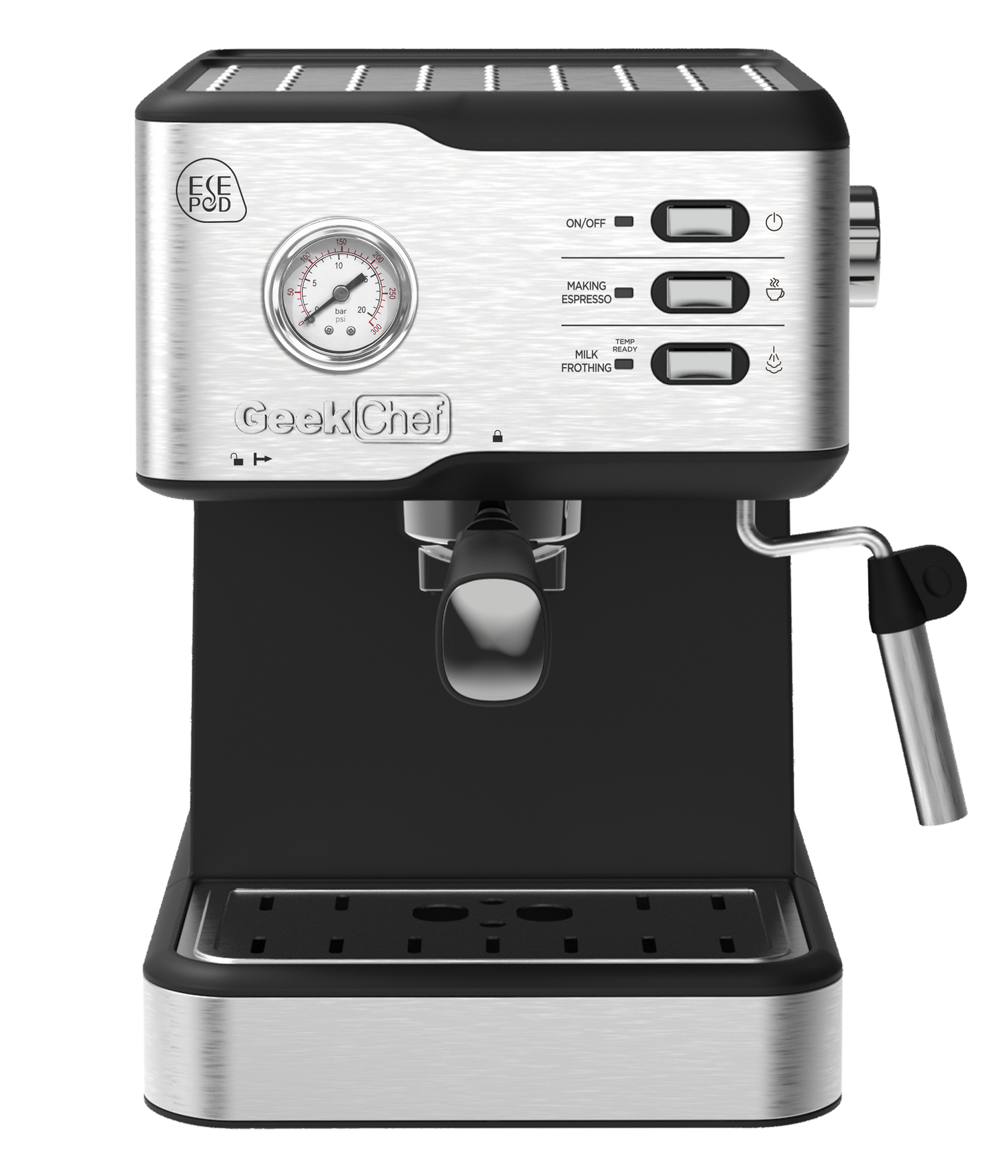 Geek Chef Espresso Machine, Espresso And Cappuccino Latte Maker 20 Bar Coffee Machine Compatible With ESE POD Capsules Filter&Milk Frother Steam Wand, 950W, 1.5L Water Tank, Ban On Amazon