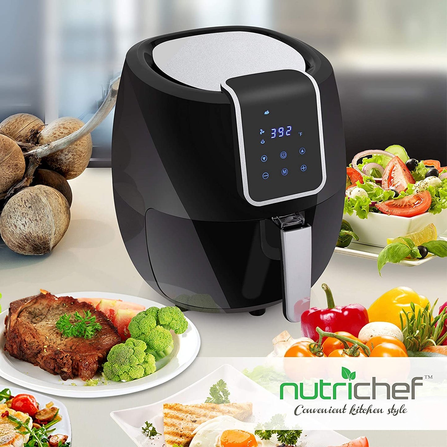 7QT Digital Air Fryer Non Stick Fry Basket Electric Oilless Kitchen Hot Air Frying Convection Multi Cooker