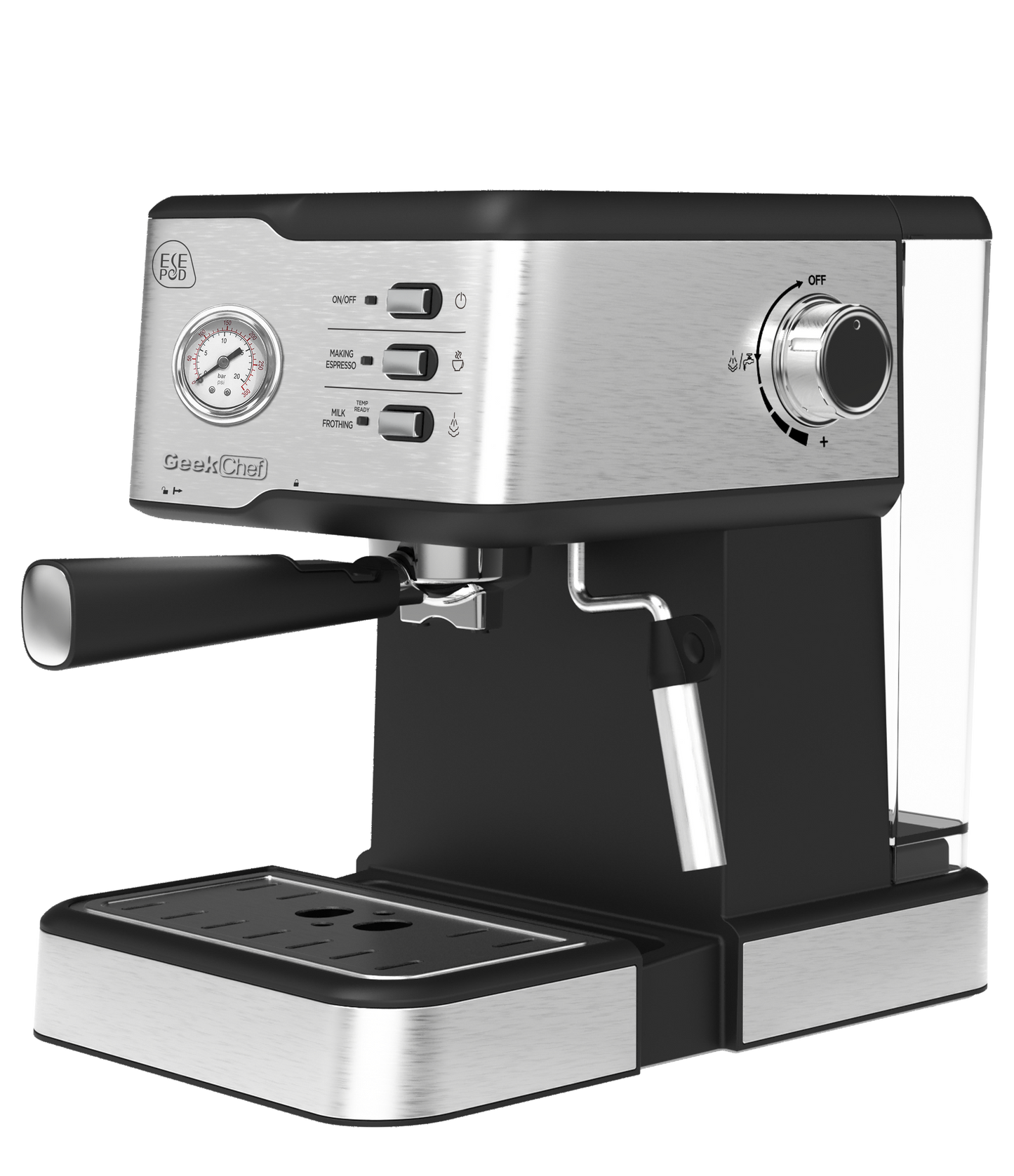 Geek Chef Espresso Machine, Espresso And Cappuccino Latte Maker 20 Bar Coffee Machine Compatible With ESE POD Capsules Filter&Milk Frother Steam Wand, 950W, 1.5L Water Tank, Ban On Amazon