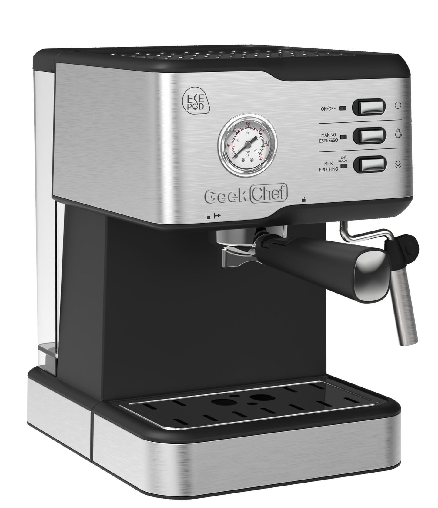 Geek Chef Espresso Machine, Espresso And Cappuccino Latte Maker 20 Bar Coffee Machine Compatible With ESE POD Capsules Filter&Milk Frother Steam Wand, 950W, 1.5L Water Tank, Ban On Amazon