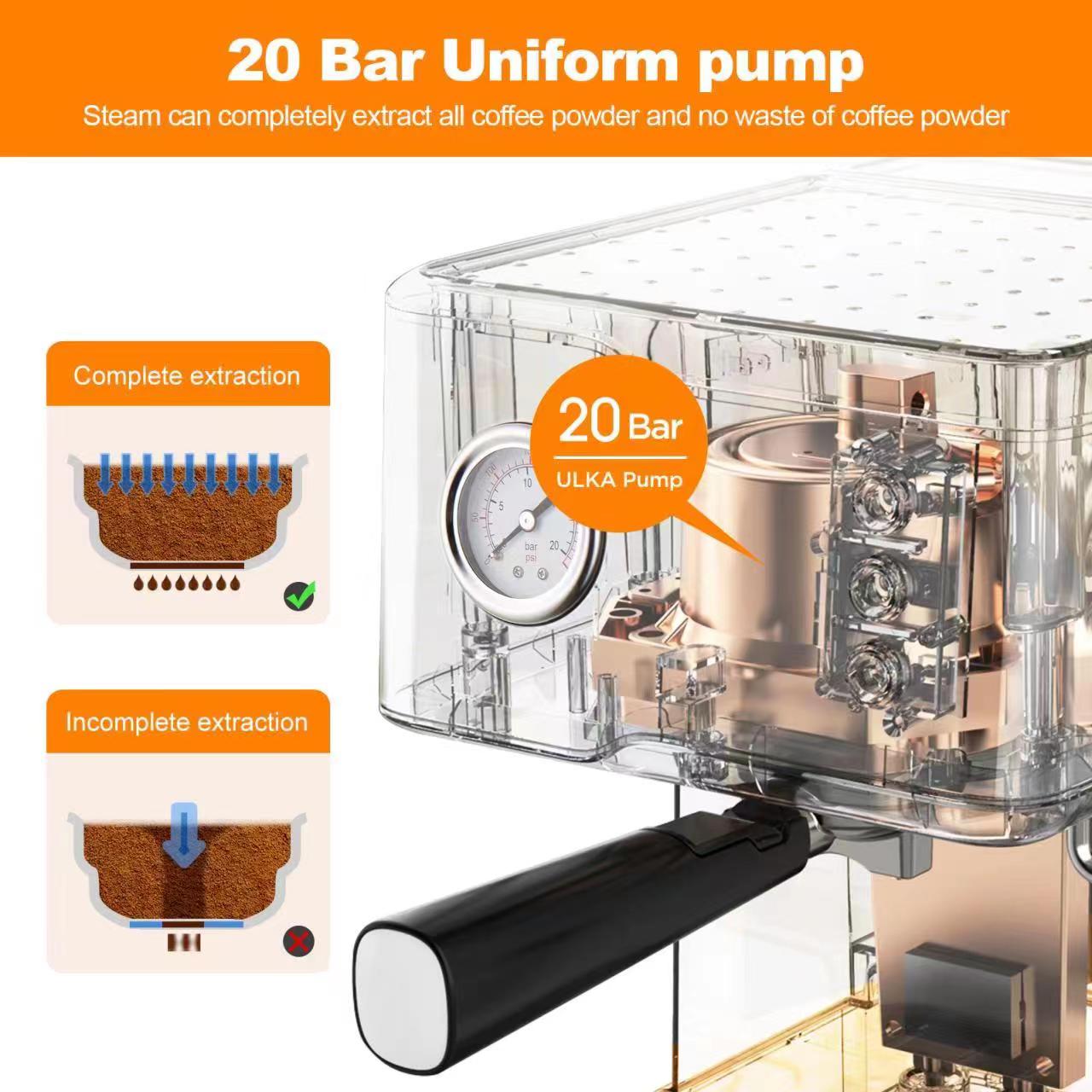Geek Chef Espresso Machine, Espresso And Cappuccino Latte Maker 20 Bar Coffee Machine Compatible With ESE POD Capsules Filter&Milk Frother Steam Wand, 950W, 1.5L Water Tank, Ban On Amazon