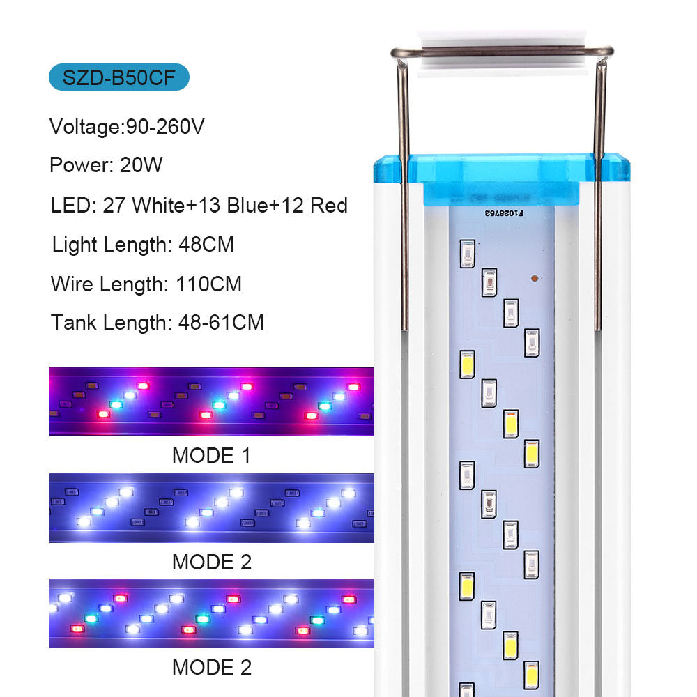 Ultra-thin Aquarium Light Brightening Light Three-color Adjustable Aquatic Plant Landscaping Light