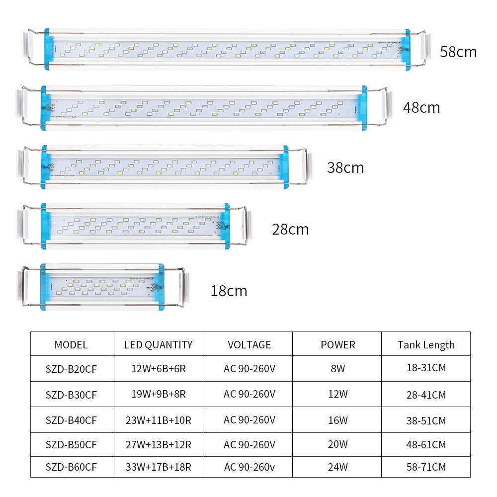 Ultra-thin Aquarium Light Brightening Light Three-color Adjustable Aquatic Plant Landscaping Light