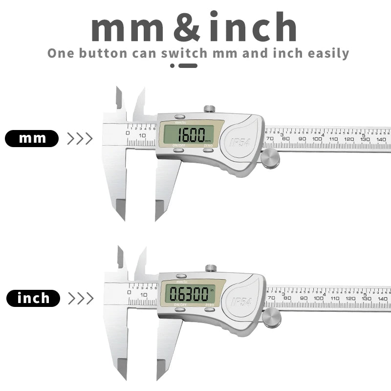 DITRON IP54 Digital Caliper 150mm 6inch Durable Stainless Steel Electronic Measuring Tool 6 Inch Caliper Tool