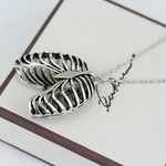 Punk Human Thoracic Skeleton Pendant Necklace Vintage Antique Gold Silver Ribs Necklaces For Men