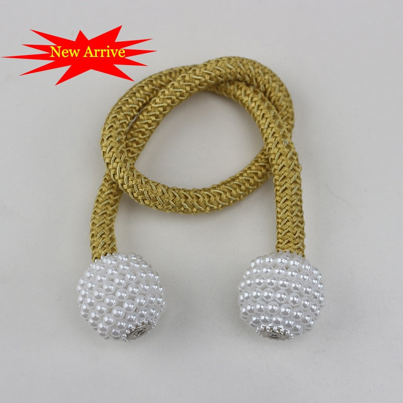 Magnetic Curtain Clip Room Accessories Pearl Ball Curtains Holder Buckle Rope Tieback Home Decor Hanging Ball Tie Back Holdback