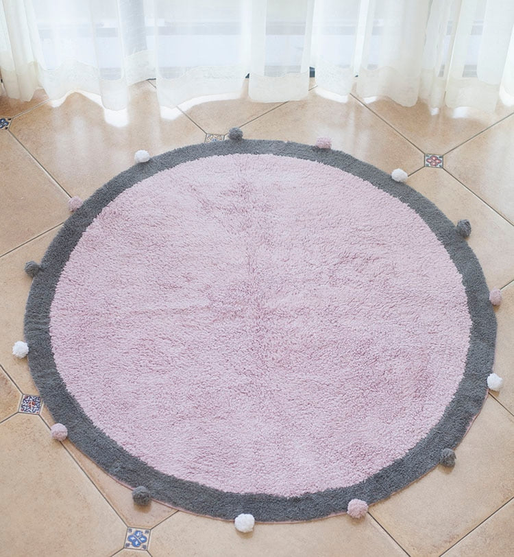 Round Rug Tapete Infantil Nordic Soft Cotton Fluffy Floor Foot Mat Kilim Baby Kids Bedroom Home Living Room Nursery Warm Decor