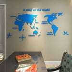 Solid Acrylic Wall Sticker World Map Decals For Living Room 3D Wall Decals Sofa Backgroud Mural Large Wallpaper For Home Decor