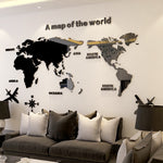 Solid Acrylic Wall Sticker World Map Decals For Living Room 3D Wall Decals Sofa Backgroud Mural Large Wallpaper For Home Decor