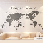 Solid Acrylic Wall Sticker World Map Decals For Living Room 3D Wall Decals Sofa Backgroud Mural Large Wallpaper For Home Decor