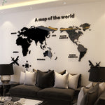 Solid Acrylic Wall Sticker World Map Decals For Living Room 3D Wall Decals Sofa Backgroud Mural Large Wallpaper For Home Decor
