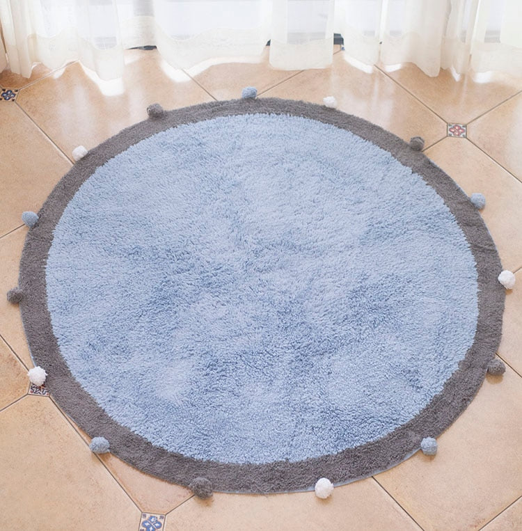 Round Rug Tapete Infantil Nordic Soft Cotton Fluffy Floor Foot Mat Kilim Baby Kids Bedroom Home Living Room Nursery Warm Decor