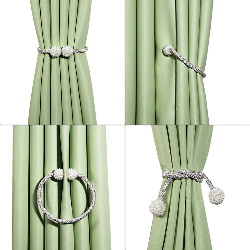Magnetic Curtain Clip Room Accessories Pearl Ball Curtains Holder Buckle Rope Tieback Home Decor Hanging Ball Tie Back Holdback