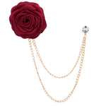 Korean Bridegroom Wedding Brooches Cloth Art Hand-made Rose Flower Brooch Lapel Pin Badge Tassel Chain Men&#39;s Suit Accessories