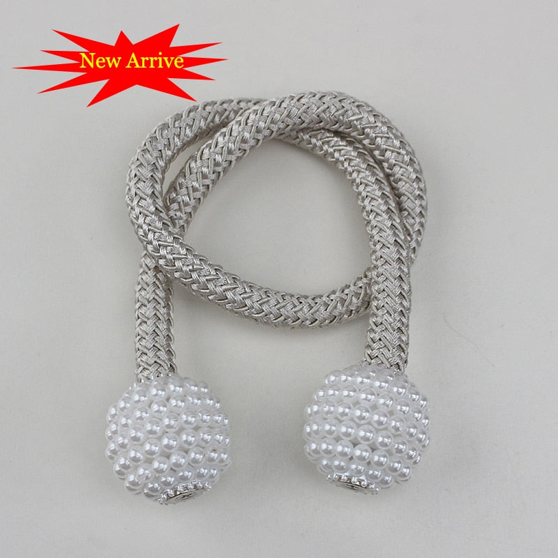 Magnetic Curtain Clip Room Accessories Pearl Ball Curtains Holder Buckle Rope Tieback Home Decor Hanging Ball Tie Back Holdback