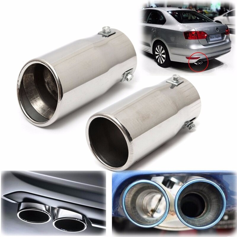 Exhaust Pipe Tip Car Auto Muffler Steel Stainless Trim Tail Tube Auto Replacement Parts Exhaust Systems Mufflers Vehicle Chrome