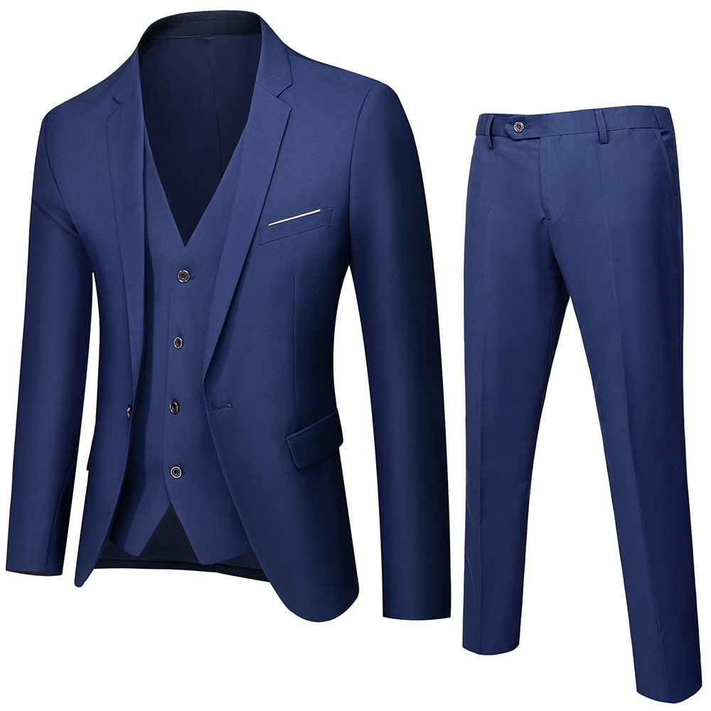 Spring Summer Groomsmen Male Two-piece Full Men&#39;s Suit Set Casual Wedding Nightclub Slim Fit Black Blazer for Men Free Shipping